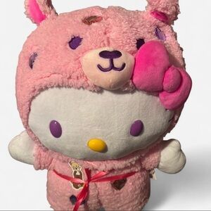Hello Kitty Pink Valentines Greeter Big White Plush 2022 Pink Bow Gemmy 20"